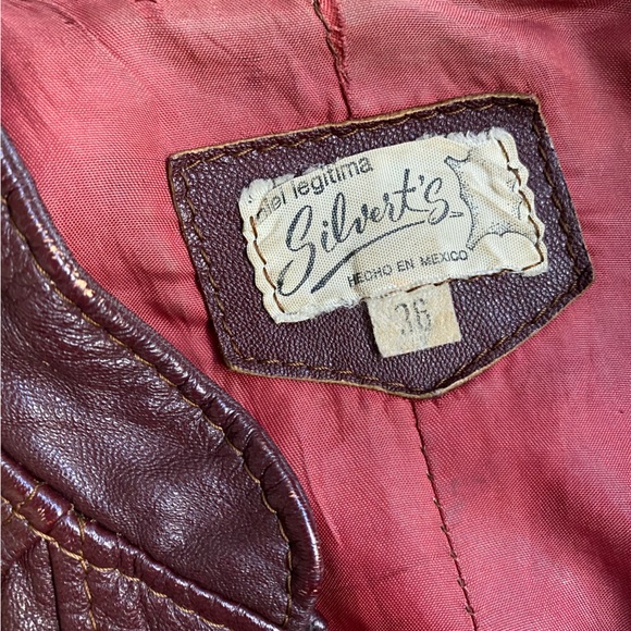 Rare VIntage 80's SILVERT'S Maroon Leather bomber Jacket Size 36 EU /Small US - Picture 7 of 10